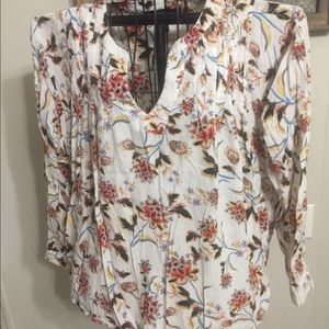 🌺 Bandolino Floral Blouse - White, Red, Blue XL